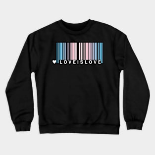 Transgender Pride LGBT Love is Love Barcode Design Crewneck Sweatshirt